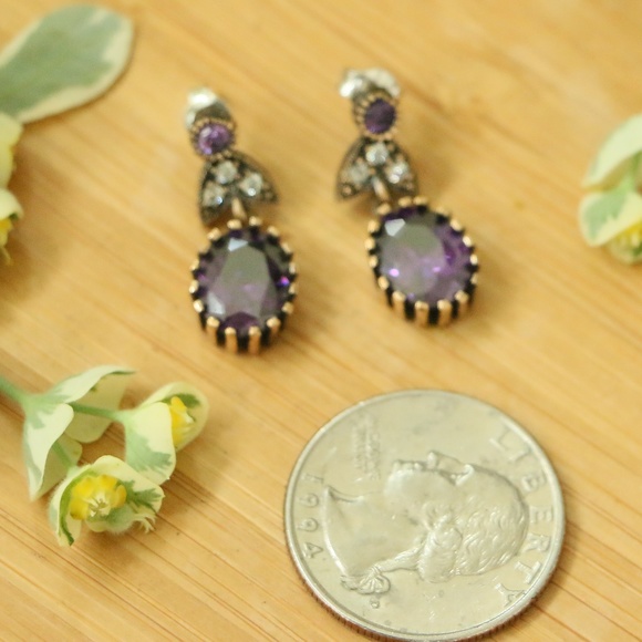 925 Sterling Silver Cubic Zirconia Stones Earrings - Picture 2 of 8